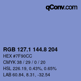 カラーコード: RGB 127.1 144.8 204 | qconv.com