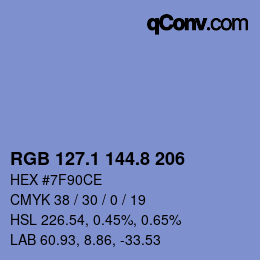 Color code: RGB 127.1 144.8 206 | qconv.com