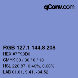 Color code: RGB 127.1 144.8 208 | qconv.com