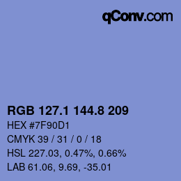 カラーコード: RGB 127.1 144.8 209 | qconv.com