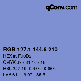 カラーコード: RGB 127.1 144.8 210 | qconv.com