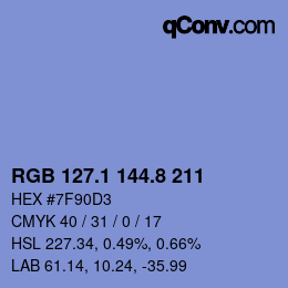Color code: RGB 127.1 144.8 211 | qconv.com