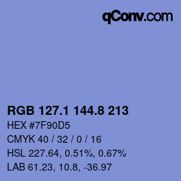 Color code: RGB 127.1 144.8 213 | qconv.com