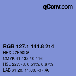 Color code: RGB 127.1 144.8 214 | qconv.com