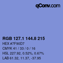 Color code: RGB 127.1 144.8 215 | qconv.com