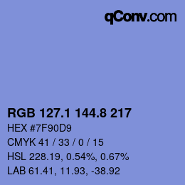 カラーコード: RGB 127.1 144.8 217 | qconv.com