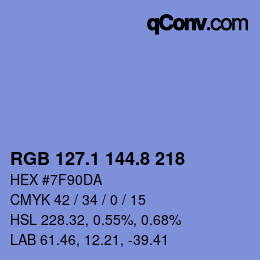 Color code: RGB 127.1 144.8 218 | qconv.com
