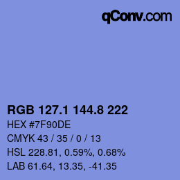 Color code: RGB 127.1 144.8 222 | qconv.com