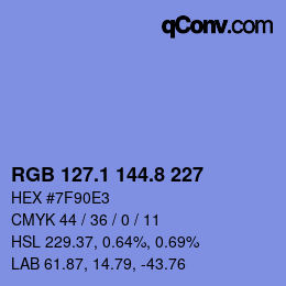 Color code: RGB 127.1 144.8 227 | qconv.com