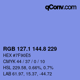 カラーコード: RGB 127.1 144.8 229 | qconv.com