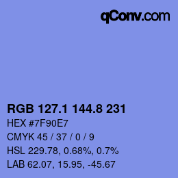 カラーコード: RGB 127.1 144.8 231 | qconv.com