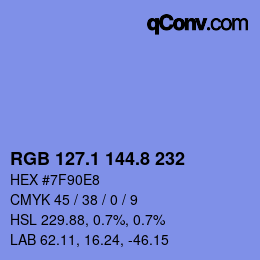 カラーコード: RGB 127.1 144.8 232 | qconv.com