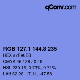 カラーコード: RGB 127.1 144.8 235 | qconv.com