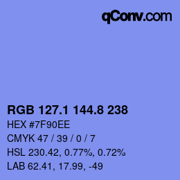 カラーコード: RGB 127.1 144.8 238 | qconv.com