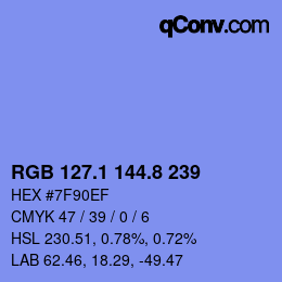 カラーコード: RGB 127.1 144.8 239 | qconv.com