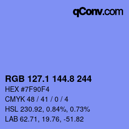 カラーコード: RGB 127.1 144.8 244 | qconv.com