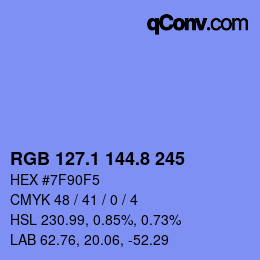カラーコード: RGB 127.1 144.8 245 | qconv.com