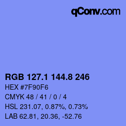 カラーコード: RGB 127.1 144.8 246 | qconv.com