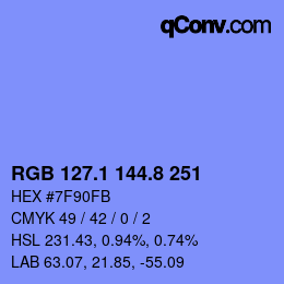 カラーコード: RGB 127.1 144.8 251 | qconv.com