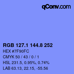 カラーコード: RGB 127.1 144.8 252 | qconv.com