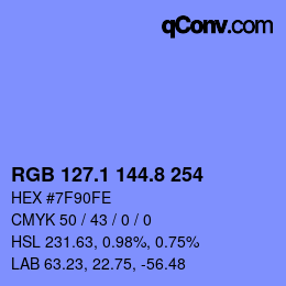 カラーコード: RGB 127.1 144.8 254 | qconv.com