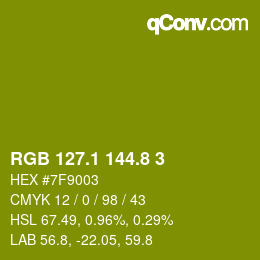 カラーコード: RGB 127.1 144.8 3 | qconv.com
