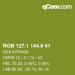 カラーコード: RGB 127.1 144.8 41 | qconv.com