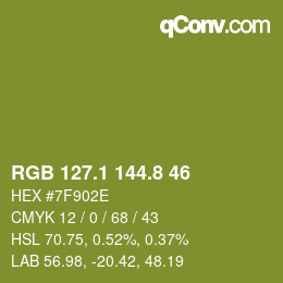 カラーコード: RGB 127.1 144.8 46 | qconv.com