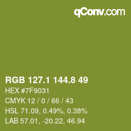 カラーコード: RGB 127.1 144.8 49 | qconv.com