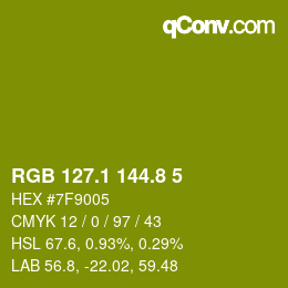 カラーコード: RGB 127.1 144.8 5 | qconv.com