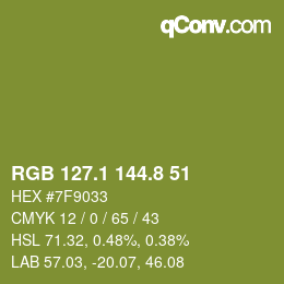 カラーコード: RGB 127.1 144.8 51 | qconv.com