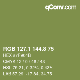 Color code: RGB 127.1 144.8 75 | qconv.com