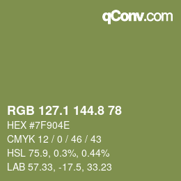 カラーコード: RGB 127.1 144.8 78 | qconv.com