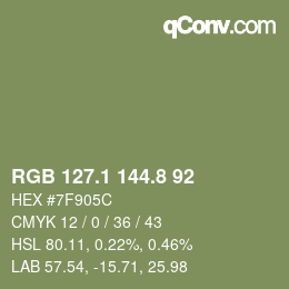 カラーコード: RGB 127.1 144.8 92 | qconv.com