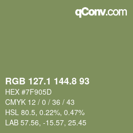 カラーコード: RGB 127.1 144.8 93 | qconv.com