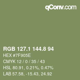 Color code: RGB 127.1 144.8 94 | qconv.com