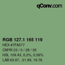 カラーコード: RGB 127.1 165 119 | qconv.com