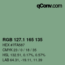 カラーコード: RGB 127.1 165 135 | qconv.com