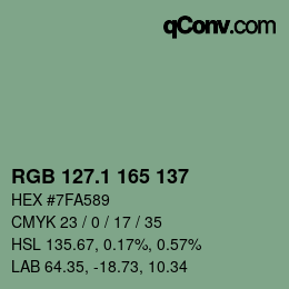カラーコード: RGB 127.1 165 137 | qconv.com