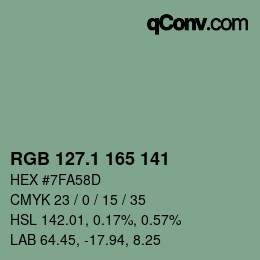 カラーコード: RGB 127.1 165 141 | qconv.com