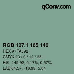 カラーコード: RGB 127.1 165 146 | qconv.com