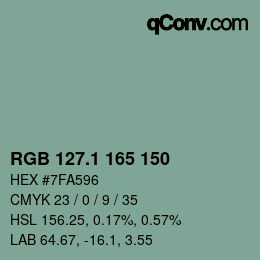 Color code: RGB 127.1 165 150 | qconv.com