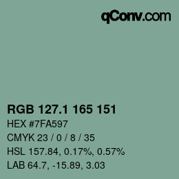 カラーコード: RGB 127.1 165 151 | qconv.com