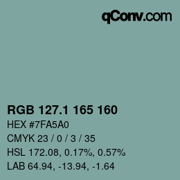 カラーコード: RGB 127.1 165 160 | qconv.com