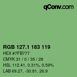 カラーコード: RGB 127.1 183 119 | qconv.com