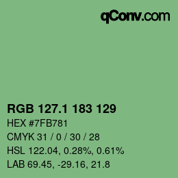 カラーコード: RGB 127.1 183 129 | qconv.com