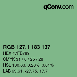 カラーコード: RGB 127.1 183 137 | qconv.com