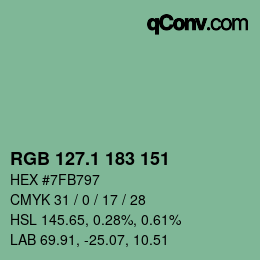 カラーコード: RGB 127.1 183 151 | qconv.com