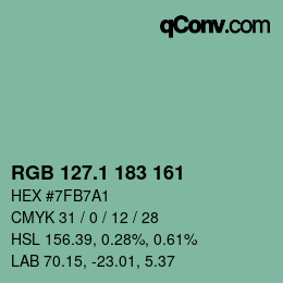 カラーコード: RGB 127.1 183 161 | qconv.com