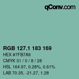 Color code: RGB 127.1 183 169 | qconv.com